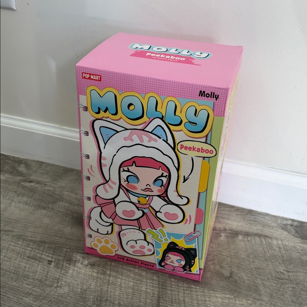 Authentic Pop Mart Molly Peekaboo Cat-Eared Doll with White and Pink Details - Picture 5 of 8